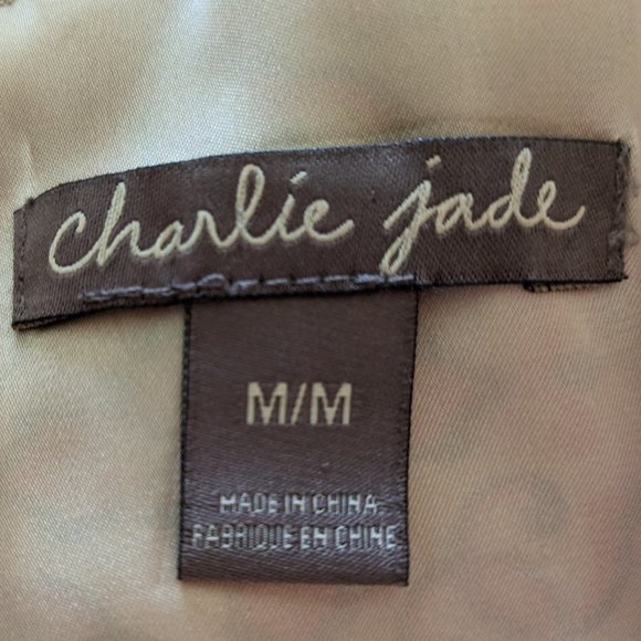 Charlie Jade lined peach-green-beige shift Dress, Sz M - Picture 10 of 12